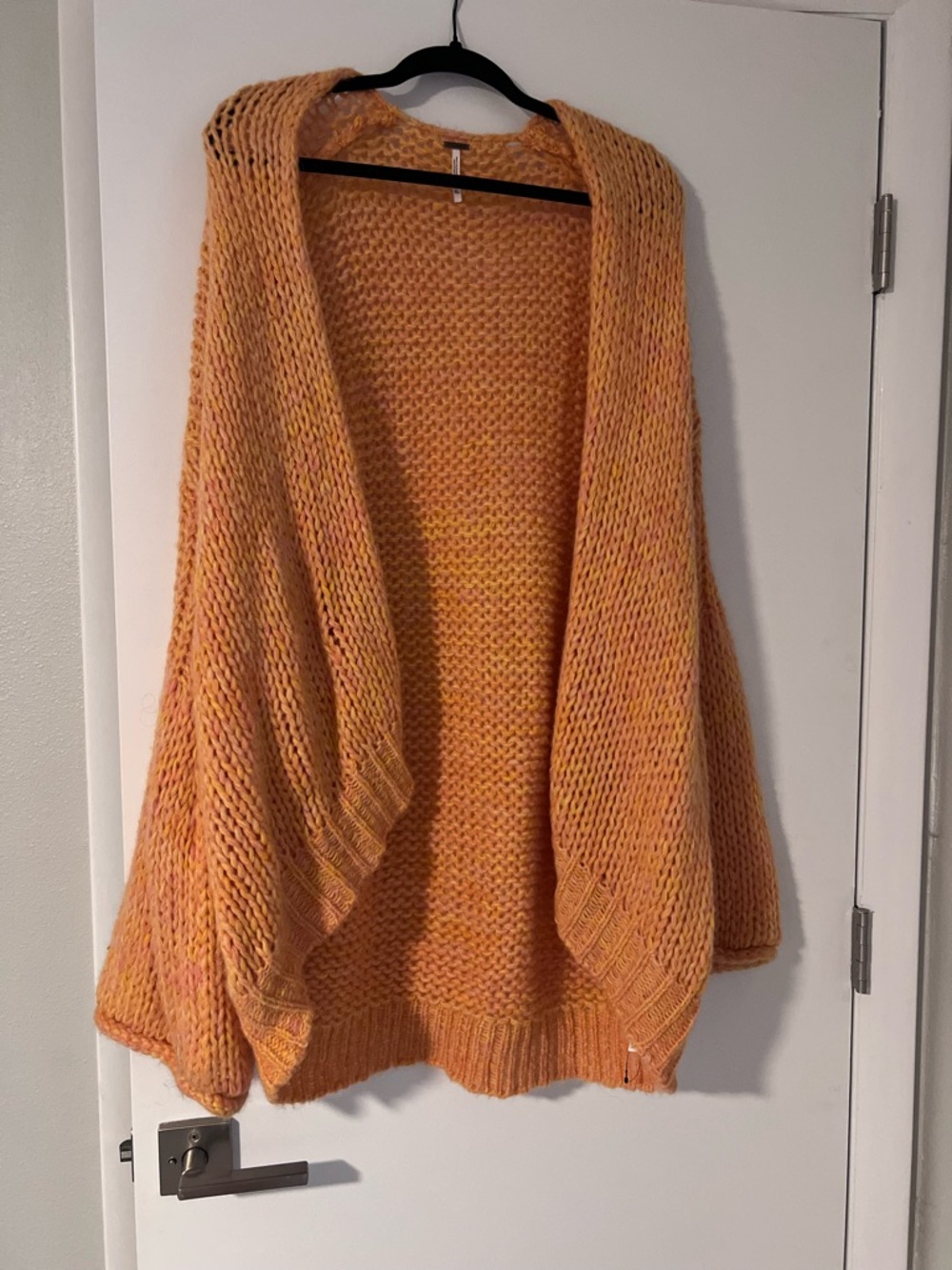 Free People Open-Front Chunky Knit Sweater Cardigan - Orange - Picture 4 of 9